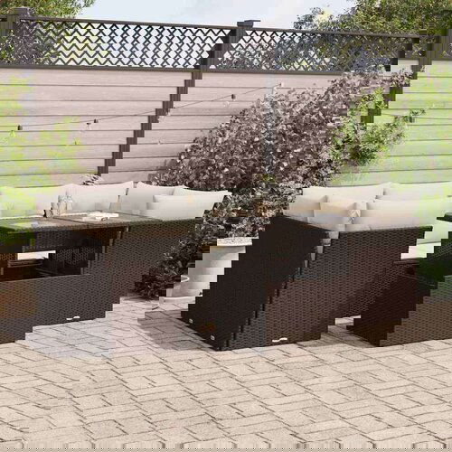 vidaXL 7-dijelni set vrtnih sofa od poliratana s jastucima smeđi Cijene