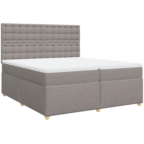  Boxspring - Krevet s oprugama i madracem smeđesivi 200x200 cm od tkanine - Sivo-smeđa 200 x 200 cm gumbi Slike