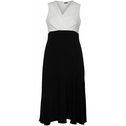 Trendyol Curve Black Color Block Midi Woven Dress Cene