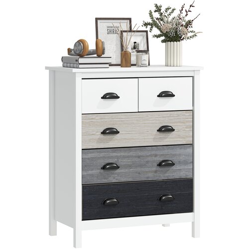 HOMCOM Komoda MDF, borov les 70D x 38&Scaron; x 85V cm Bela, (5000242523) Cene