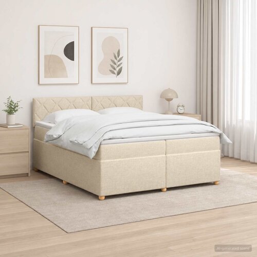  Boxspring krevet s madracem Krem 200 x 200 cm Tkanina Cijene
