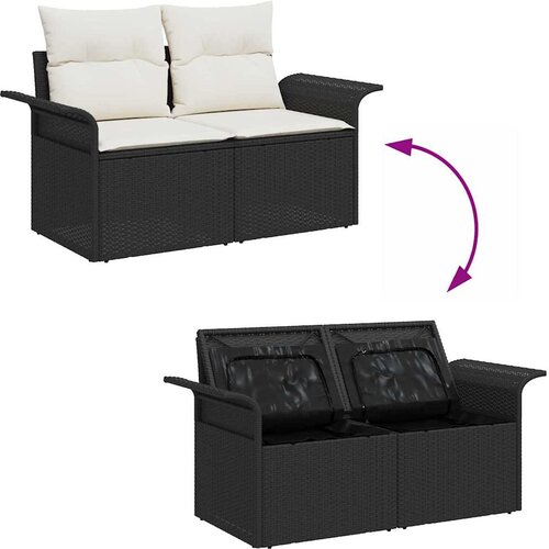  Sjedeća garnitura za vrt 5 kom. 4-Broj sjedala Crna i Krema 187,5 x 132,5 x 69 cm Slike
