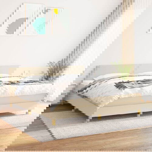 vidaXL Krevet s oprugama i madracem krem 180x200 cm od tkanine Cijene