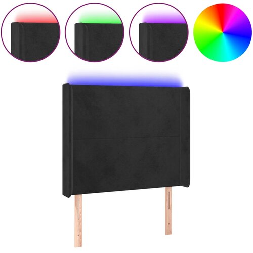 Maison Chic led posteljno vzglavje - vzglavna omarica - nočna omarica črno 83x16x118/128 cm žamet, (21709528) Slike