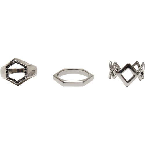 Urban Classics Graphic Ring 3-Pack - Silver Color Cene