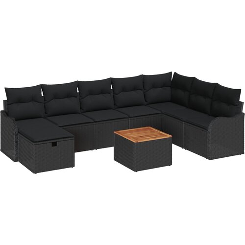 vidaXL 9-Komadni set vrtne sofe s jastuком crna poli ratan, 2-sjedna vrtna sofa s jastuком crna poli ratan Cijene