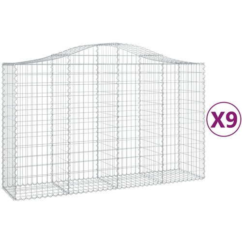 vidaXL Lučne gabionske košare 9 kom 200x50x120/140cm pocinčano željezo Cijene