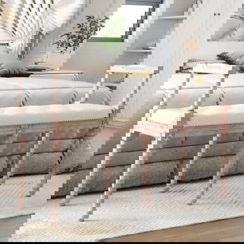VidaXL Klupa bež 110 x 40 x 70 cm od tkanine Slike