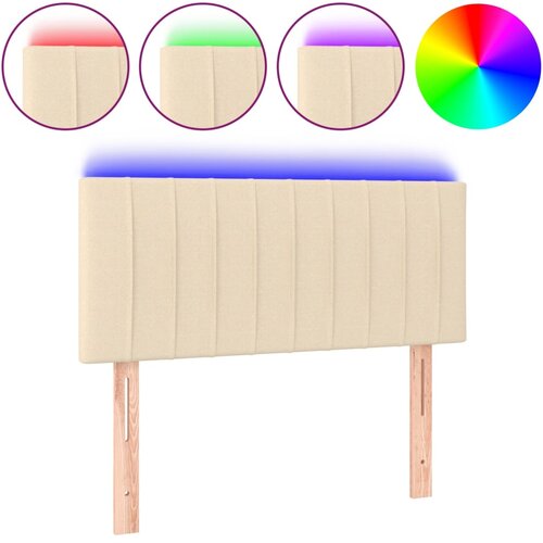 Maison Chic led posteljno vzglavje - vzglavna omarica - nočna omarica krem 80x5x78/88 cm blago, (21706500) Slike