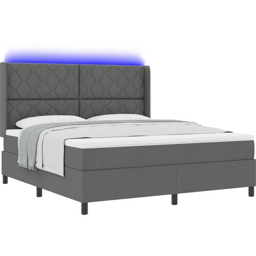 vidaXL Krevet s oprugama i madracem i LED-om  tamno siva  180 x 200 cm  tkanina Cijene