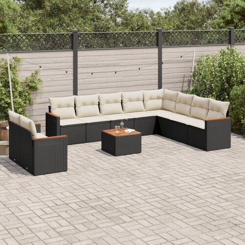 vidaXL 11-dijelni set vrtnih sofa od poliratana s jastucima crni Cijene