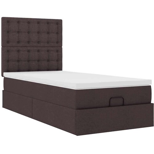 VidaXL otomanski okvir kreveta s madraca tamnosmeđi 90x190cm tkanine Slike