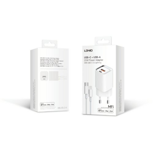 Ldnio MFi Kucni punjac A2318M PD 20W (USB-A + USB-C) kabal USB-C – lightning Cijene