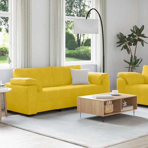  Dvodijelni set sofa s jastucima, žuti bar&amp;scaron;un Slike