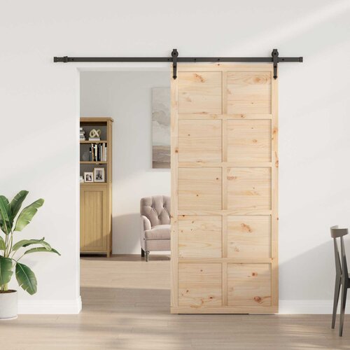  Klizna vrata Prirodna 80 x 208 cm Masivna borovina Slike