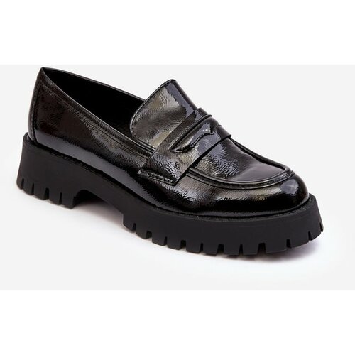 Kesi Patent low shoes with flat heels, black Jannah Slike