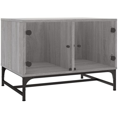 Maison Chic Klubska mizica - kavna mizica - Nizka mizica s steklenimi vrati siva sonoma 68,5x50x50 cm, (21753104) Slike
