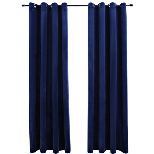 VidaXL Zatemnitvene zavese z obročki 2 kosa žamet temno modre 140x225, (20597227) Slike