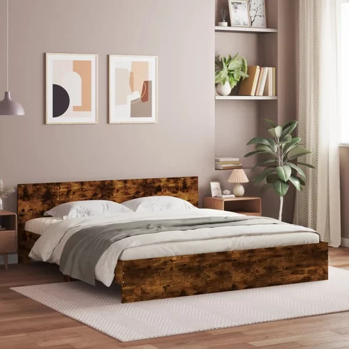 vidaXL Okvir kreveta s uzglavljem boja dimljenog hrasta 180x200 cm