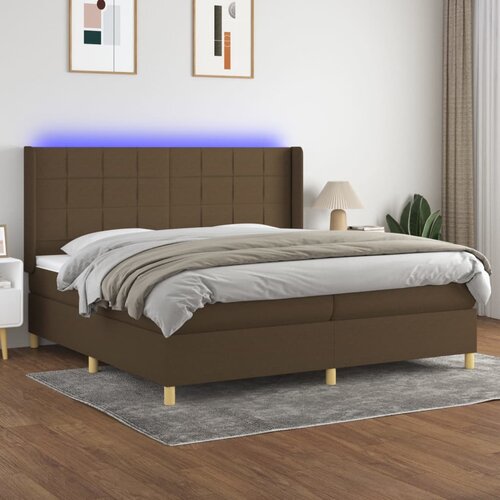  box spring s madracem LED tamnosmeđi 200x200 cm tkanina Cijene