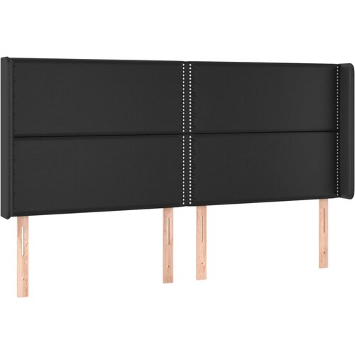 Maison Chic posteljno vzglavje - vzglavna omarica - nočna omarica z u&amp;scaron;esi črno 203x16x118/128 cm umetno usnje, (21713033) Slike