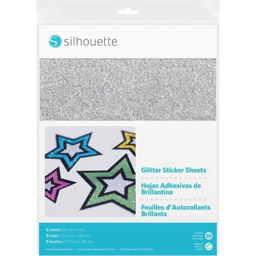Silhouette Printable Sticker Sheets - Glitter White Slike