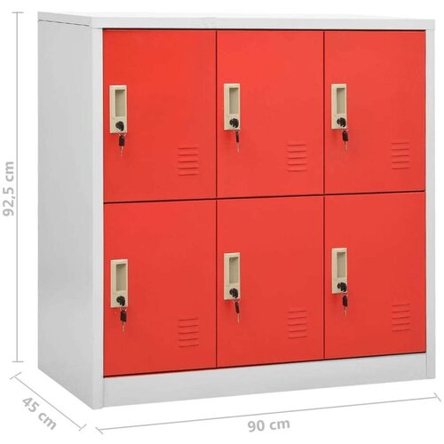 VidaXL Ormarići s ključem 5 kom svjetlosivi/crveni 90x45x92,5 cm čelik Slike