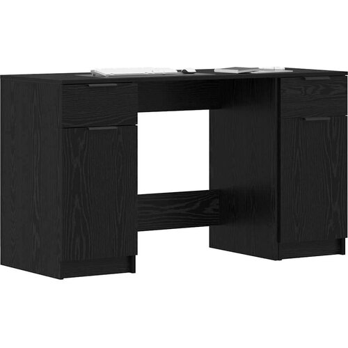 VidaXL Miza s predalom Črni hrast 133 x 50 x 75 cm Konstruiran les Slike