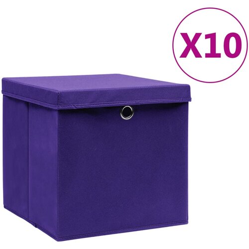 VidaXL Kutije za pohranu s poklopcima 10 kom 28x28x28 cm ljubičaste Slike
