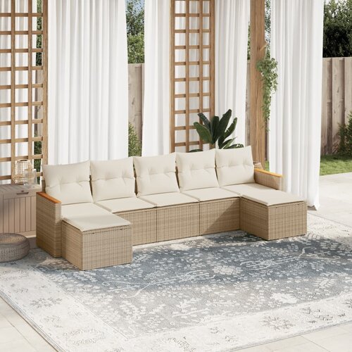 vidaXL 7-dijelni set vrtnih sofa od poliratana s jastucima bež Cijene