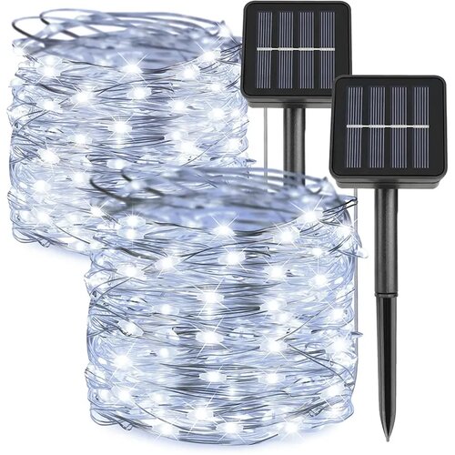  novogodi&amp;scaron;nje solarne lampice bele 20 metara Slike