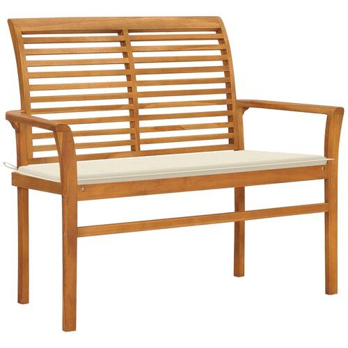 VidaXL Vrtna klop s krem blazino 112 cm trdna tikovina Slike