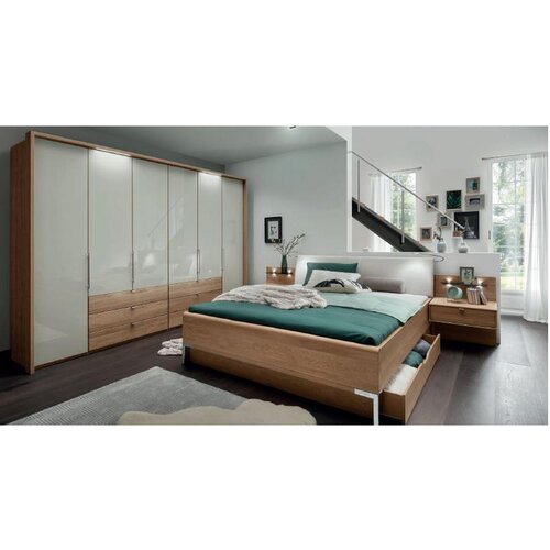 Dieter Knoll POSTELJNA GARNITURA 180 cm x 200 cm , les, tekstil, leseni material barve hrasta, barve &amp;scaron;ampanjca Slike