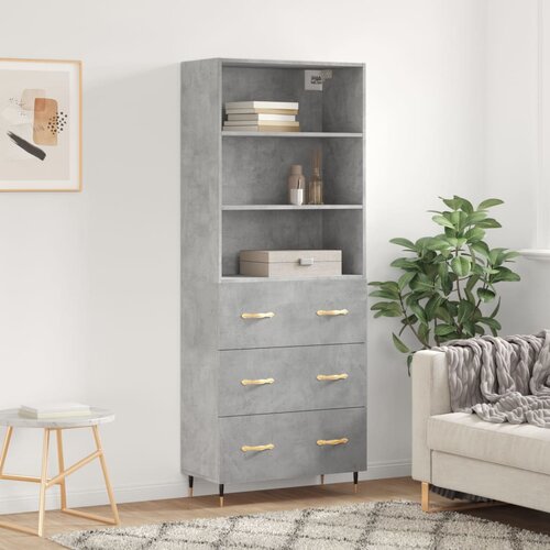 The Living Store Visoka komoda betonsko siva 69,5x34x180 cm inženirski les - Visoka Omarica, (21429652) Slike
