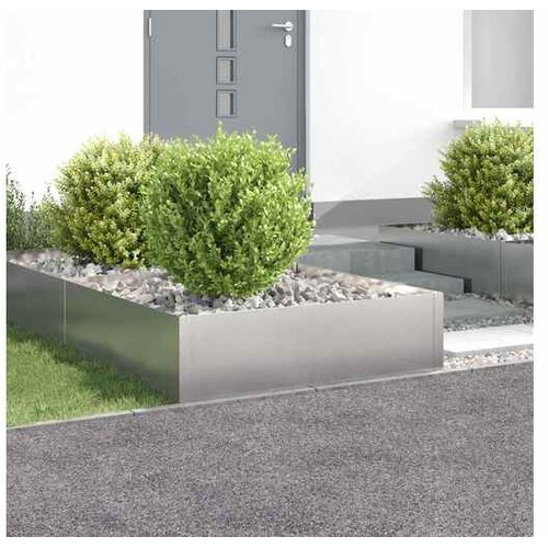 VidaXL Ograda oko Travnjaka 4 kom. 100 x 100 x 35 cm Čelik Srebrna - Nehrđajući čelik 100 x 100 x 35 cm 4 Slike