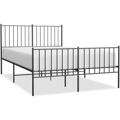  Metalni okvir kreveta uzglavlje i podnožje crni 120x190 cm Slike