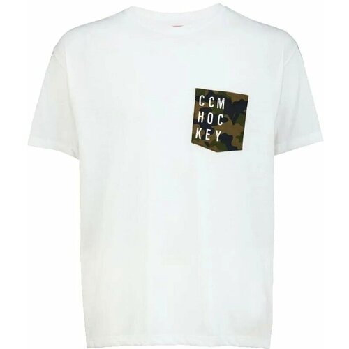 CCM Men&amp;#039;s T-shirt CAMO POCKET S/S TEE White Senior S Slike