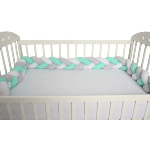 Baby Textil šarena pletenica za krevetac Mint-Siva-Bela Slike