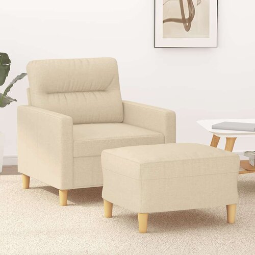  Fotelja s tabureom krem 60 cm od tkanine Cijene
