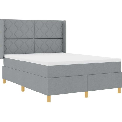 VidaXL Boxspring - Krevet s oprugama s madracem Svjetlosiva 140 x 190 cm tkanina Slike