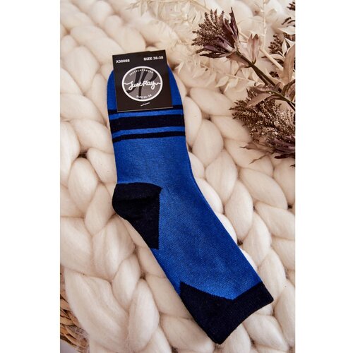 Kesi Women's Two-Color Socks With Stripes Blue-Black Slike
