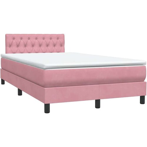 Box Spring krevet s madracem ružičasti 120x220 cm samt - Ružičasta 120 x 220 cm Dizajn s gumbima Slike
