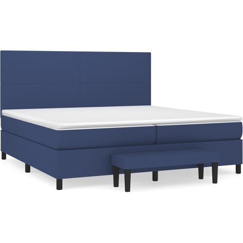 VidaXL Box spring postelja z vzmetnico moder 200x200 cm blago, (20761316) Slike