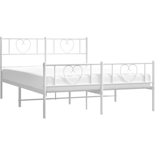  Metalni okvir kreveta uzglavlje i podnožje bijeli 120x190 cm Slike