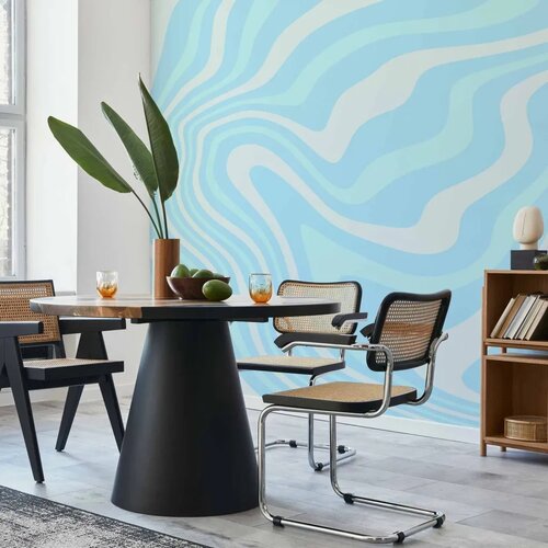  Foto tapeta - Composition in Blues and Whites - Harmonious Abstract Waves in a Cool Color Tone 500x350 Slike