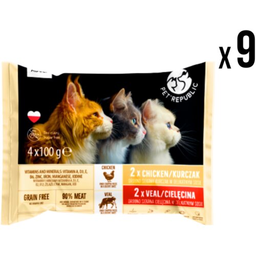 Pet Republic Vlažna hrana za mačke, Piletina, 4x100g, 9 komada Cene