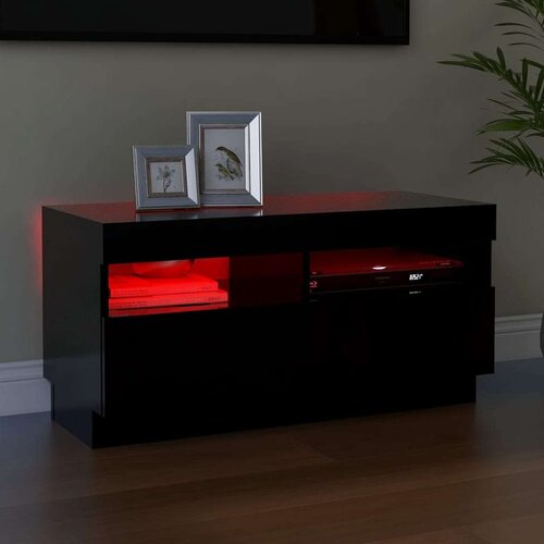 VidaXL TV ormarić s LED svjetlima crni 80x35x40 cm Slike
