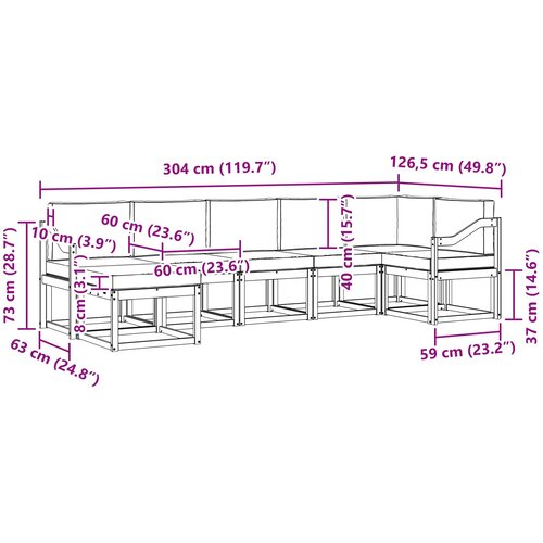  Set vanjskih sofa 7 kom. Bijela i antracit Poliester Smeđa 304 x 126,5 x 73 cm Slike