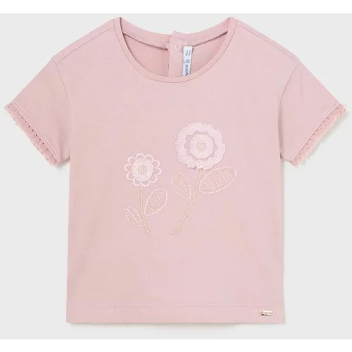 Mayoral Otroška bombažna majica roza barva