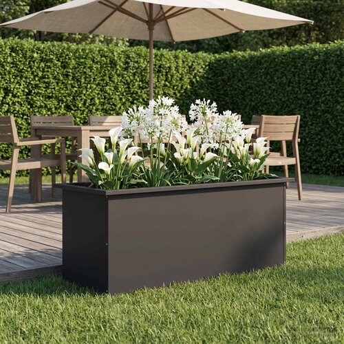  Vrtna posuda za sadnju s LED svjetlom Crna 40 x 100 x 40 cm Slike